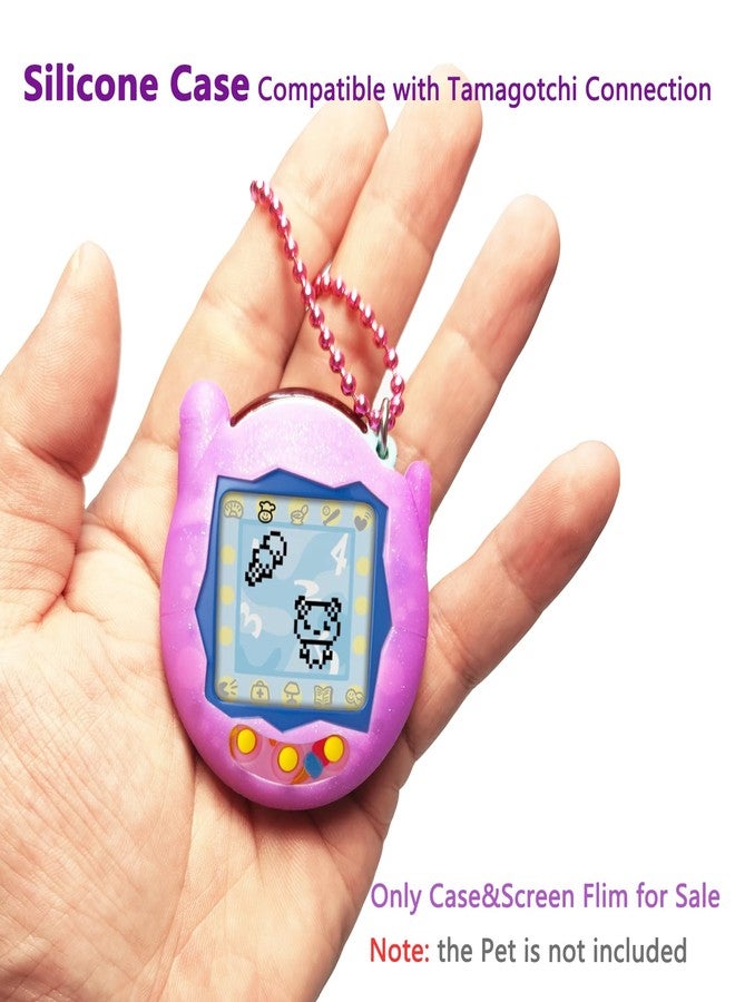 JCHPINE Silicone Cover Case for Tamagotchi Connection Virtual Reality Pet, Screen Protector for Tamagotchi Connection Electronic Pet Accessories (Silicone Case and Screen Film) (Purple) - Image 3
